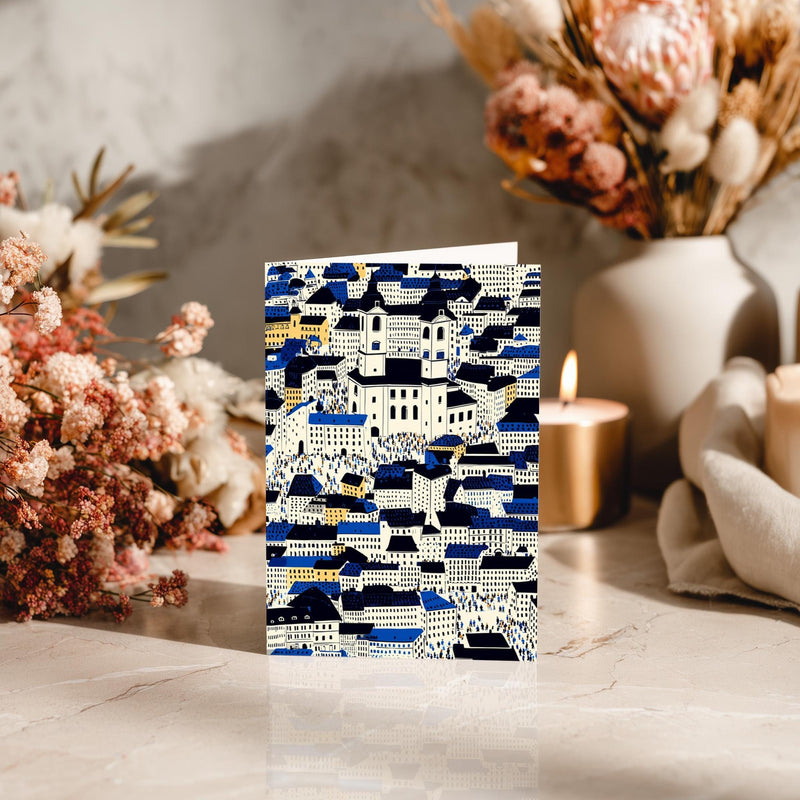 Vilnius Lithuania Greeting Card, Scandinavian Style Minimal Travel Illustration Blank Card Art Gift