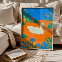 Colorful Duck Wall Art, Modern Animal Print, Living Room Nursery Decor, Kids Room Poster
