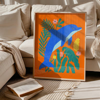 Colorful Dolphin Wall Art, Modern Animal Print, Living Room Nursery Decor, Kids Room Poster