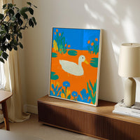 Colorful Duck Wall Art, Modern Animal Print, Living Room Nursery Decor, Kids Room Poster