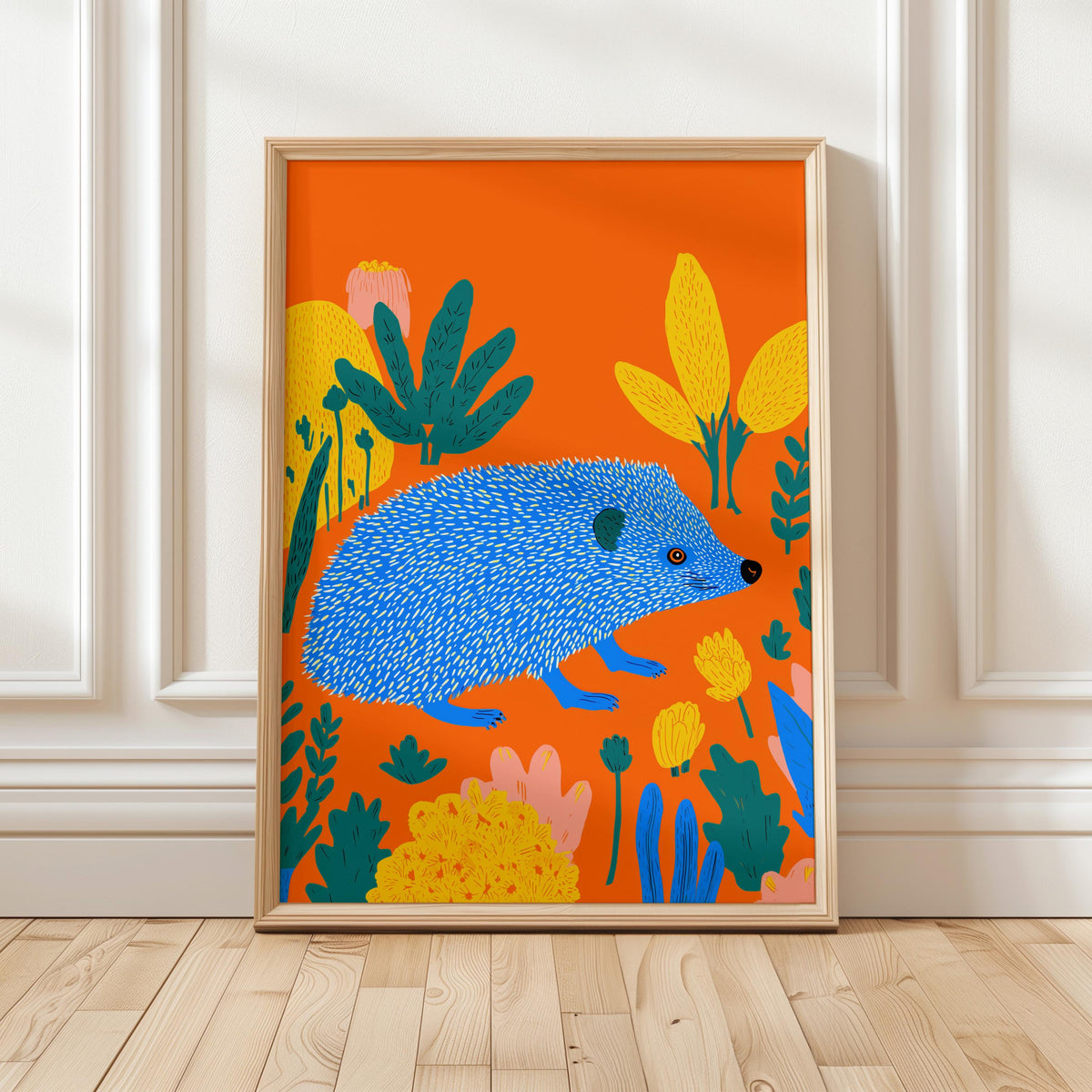 Colorful Hedgehog Wall Art, Modern Animal Print, Living Room Nursery Decor, Kids Room Poster