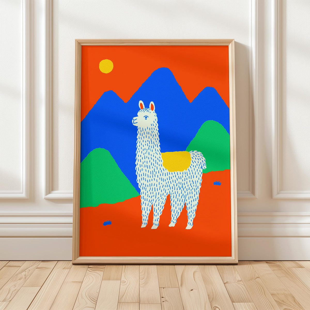 Colorful Llama Wall Art, Modern Animal Print, Living Room Nursery Decor, Kids Room Poster