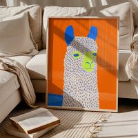 Colorful Mr Alpaca Wall Art, Modern Animal Print, Living Room Nursery Decor, Kids Room