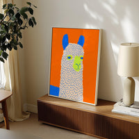Colorful Mr Alpaca Wall Art, Modern Animal Print, Living Room Nursery Decor, Kids Room