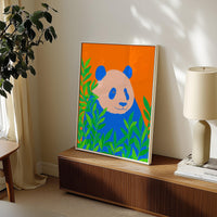 Colorful Panda Wall Art, Modern Animal Print, Living Room Nursery Decor, Kids Room Poster