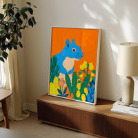 Colorful Squirrel Wall Art, Modern Animal Print, Living Room Nursery Decor, Kids Room Poster