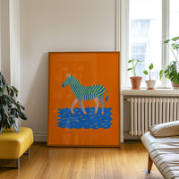 Colorful Zebra Wall Art, Modern Animal Print, Living Room Nursery Decor, Kids Room Poster