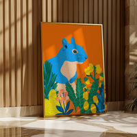 Colorful Squirrel Wall Art, Modern Animal Print, Living Room Nursery Decor, Kids Room Poster