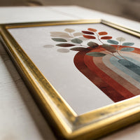 Boho Rainbow Arch Wall Art, Scandinavian Terracotta Botanical Leaf Print, Japandi Decor