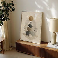 Zen Balance Stones Wall Art, Scandinavian Wabi Sabi Minimalist Print Decor, Japandi Neutral Meditation