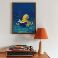 Cute Octopus Reading Wall Art Print, Whimsical Ocean Animal Painting, Library Kids Nursery Decor