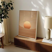 Minimalist Desert Sunset Wall Art, Scandinavian Abstract Landscape Print, Japandi Neutral Decor