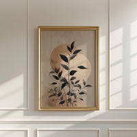 Neutral Botanical Wall Art, Scandinavian Minimalist Leaves Sun Abstract Print Japandi Moon Minimalist Post