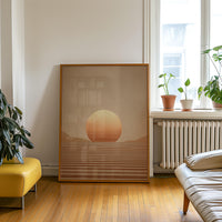 Minimalist Desert Sunset Wall Art, Scandinavian Abstract Landscape Print, Japandi Neutral Decor