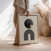 Minimalist Geometric Wall Art, Neutral Scandinavian Print Black Beige Japandi Decor