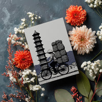 Hanoi Vietnam Greeting Card, Scandinavian Style Minimal Travel Illustration Blank Card Art Gift