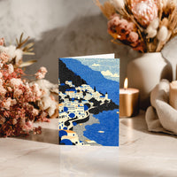 Amalfi Coast Italy Greeting Card, Scandinavian Style Minimal Travel Illustration Blank Card Art Gift