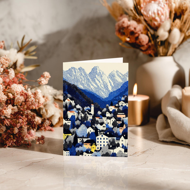 Garmisch-Partenkirchen Germany Greeting Card, Scandinavian Style Minimal Travel Illustration Blank Card Gift