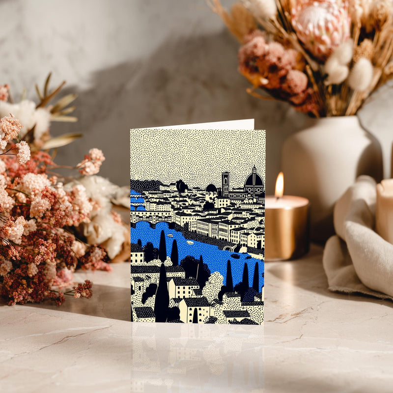 Florence Italy Greeting Card, Scandinavian Style Minimal Italian Travel Illustration Blank Card Art Gift