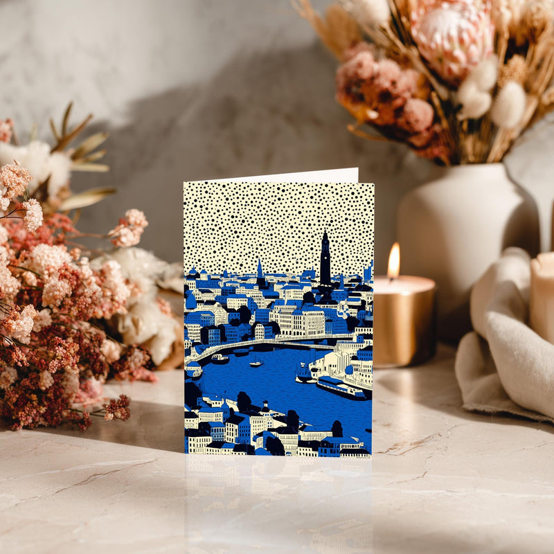 Hamburg Germany Greeting Card, Scandinavian Style Minimal Travel Illustration Blank Card Art Gift