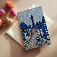 Osaka Japan Greeting Card, Scandinavian Style Minimal Travel Illustration Blank Card Art Gift