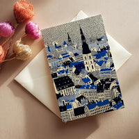 Riga Latvia Greeting Card, Scandinavian Style Minimal Travel Illustration Blank Card Art Gift