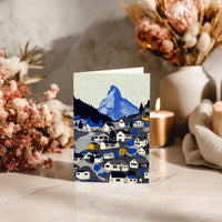Zermatt Switzerland Greeting Card, Scandinavian Style Minimal Travel Illustration Blank Card Art Gift