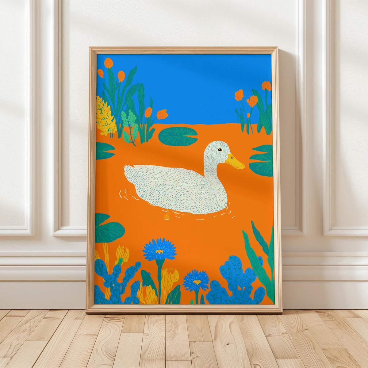 Colorful Duck Wall Art, Modern Animal Print, Living Room Nursery Decor, Kids Room Poster