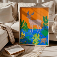 Colorful Deer Wall Art, Modern Animal Print, Living Room Nursery Decor, Kids Room Poster