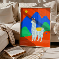 Colorful Llama Wall Art, Modern Animal Print, Living Room Nursery Decor, Kids Room Poster