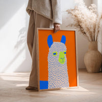 Colorful Mr Alpaca Wall Art, Modern Animal Print, Living Room Nursery Decor, Kids Room