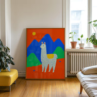 Colorful Llama Wall Art, Modern Animal Print, Living Room Nursery Decor, Kids Room Poster