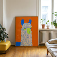 Colorful Mr Alpaca Wall Art, Modern Animal Print, Living Room Nursery Decor, Kids Room