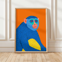 Colorful Monkey Wall Art, Modern Animal Print, Living Room Nursery Decor, Kids Room Poster