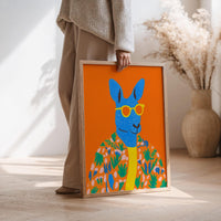 Colorful Mr Kangaroo Wall Art, Modern Animal Print, Living Room Nursery Decor, Kids Room