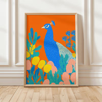 Colorful Peacock Wall Art, Modern Animal Print, Living Room Nursery Decor, Kids Room Poster