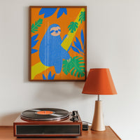 Colorful Sloth Wall Art, Modern Animal Print, Living Room Nursery Decor, Kids Room Poster