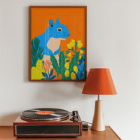 Colorful Squirrel Wall Art, Modern Animal Print, Living Room Nursery Decor, Kids Room Poster
