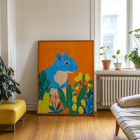 Colorful Squirrel Wall Art, Modern Animal Print, Living Room Nursery Decor, Kids Room Poster