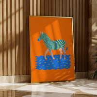 Colorful Zebra Wall Art, Modern Animal Print, Living Room Nursery Decor, Kids Room Poster