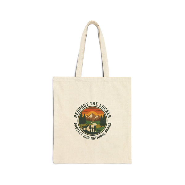 Respect the Locals patch, Canvas Tote | Protect Our National Parks, hiking camping eco-friendly