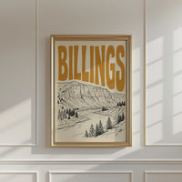 Billings Montana Wall Art, Framed Canvas Print, Retro Travel Decor