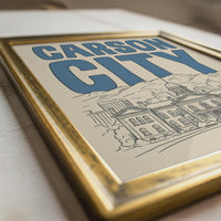 Carson City Nevada Wall Art, Framed Canvas State Capitol Print