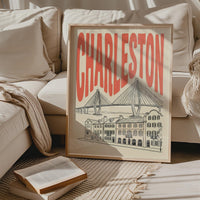 Charleston South Carolina Wall Art, Framed Canvas Print, Retro Travel Decor