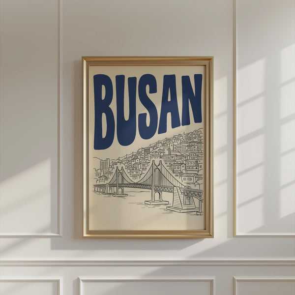 Busan South Korea Wall Art, Framed Canvas Travel Print, City Line Art Decor