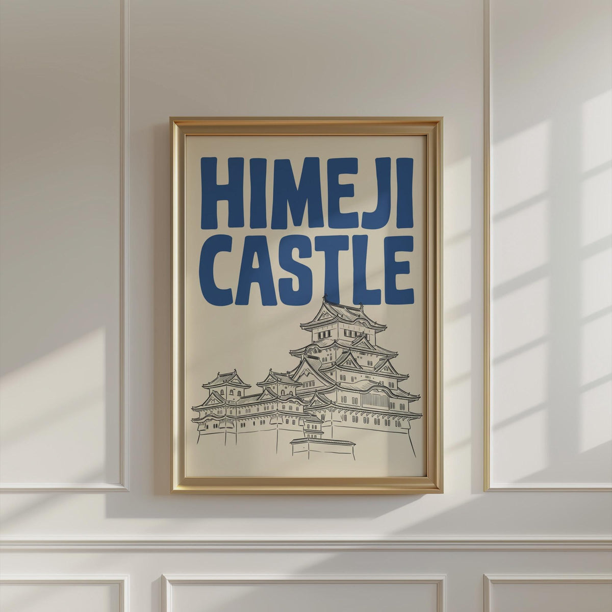 Himeji Castle Wall Art, Japanese Travel Poster, Framed Canvas Print