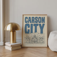 Carson City Nevada Wall Art, Framed Canvas State Capitol Print