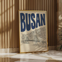 Busan South Korea Wall Art, Framed Canvas Travel Print, City Line Art Decor
