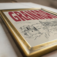 Granada Spain Wall Minimalist Art, Alhambra Vintage Travel Print, Framed Canvas