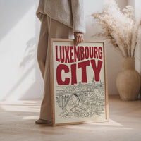 Luxembourg City Wall Art, Minimalist Travel Print, Framed Canvas